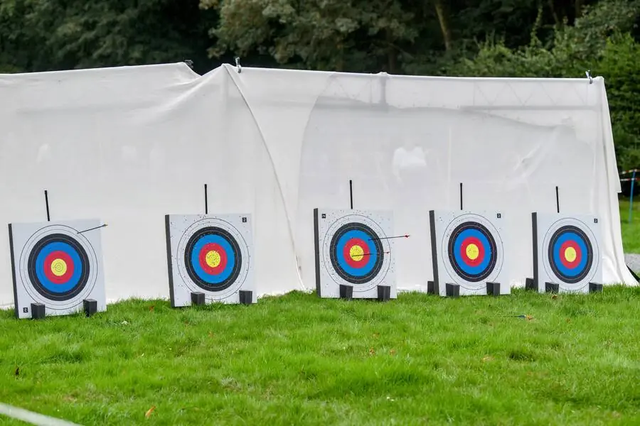 Archery targets on the lawn